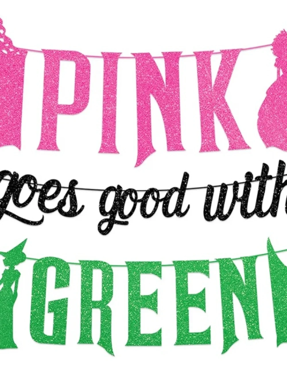 Wicked Decorations Banner Glitter Pink Goes Good With Green & wicked heart tin